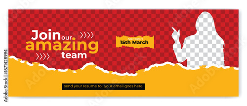 We are hiring recruitment open job vacancy design vector Facebook cover and banner template