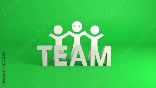 Wallpaper Mural A stylized, three-dimensional graphic representation of the word "TEAM" with simple stick figures positioned above it, set against a vibrant green background. Torontodigital.ca