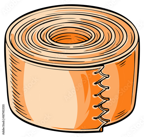 Roll of Orange Bandage Wrapping First Aid Material Protection Compression Injury Support Cartoon