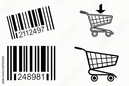 Barcode and Shopping Cart Icons.