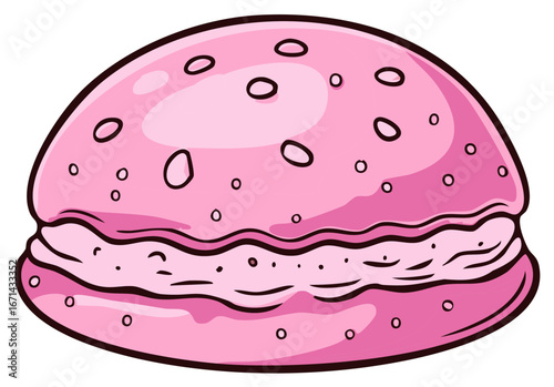 Cartoon style pink macaron pastry illustration
