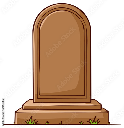 Cartoon Tombstone Grave Marker with Grass Illustration of a headstone memorial