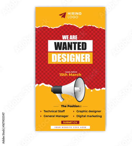 We are hiring recruitment open job vacancy design vector instagram story design 