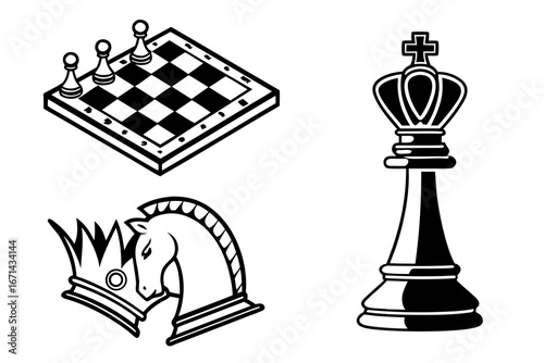 Chess Pieces and Board Icons.