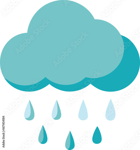 Minimalist Rain Cloud with Drops