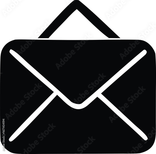 Simple black icon of a briefcase or portfolio bag representing business travel and professional work essentials