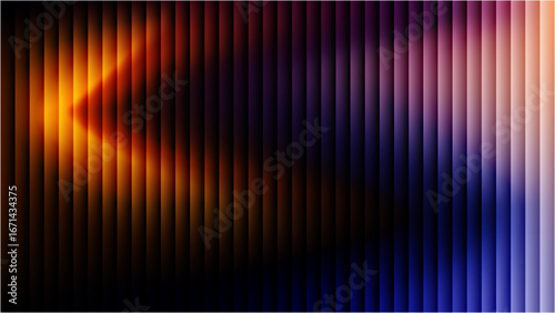 Abstract ripple ribbed glass gradient background in red  orange and purple neon colors. Futuristic glass wave effect with glowing light beams. Perfect for AI  cyber  digital  and tech-related project 