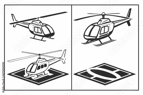 Collection of Stylized Helicopter Icons.