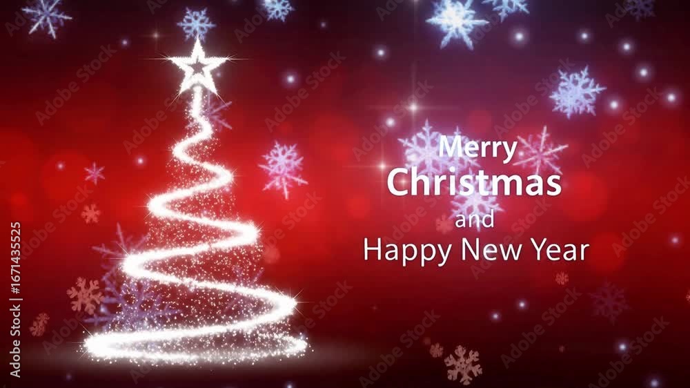 Merry Christmas and Happy New Year snow Sparkling Light Christmas Tree Design full hd video christmas tree with red stars Merry Christmas and Happy New Year snow Sparkling Light Christmas Tree Design full hd video christmas tree with red stars