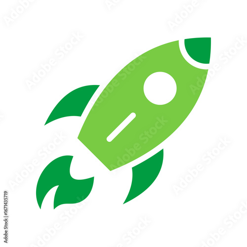 Rocket Icon Vector Illustration Green Version