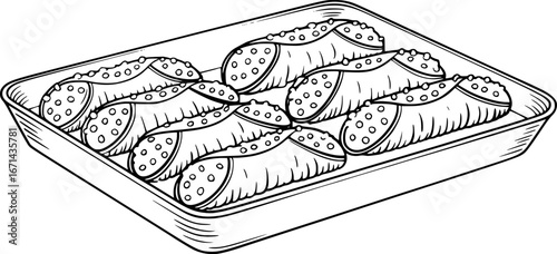 Tray of Delicious Cannoli Pastries with Chocolate Chips