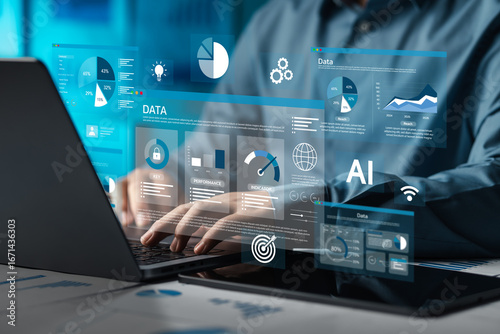 Photos Key Performance Indicators (KPIs) Dashboard analysis concept of Key Performance Indicators (KPIs) using Business Intelligence (BI) systems to measure performance against planned targets