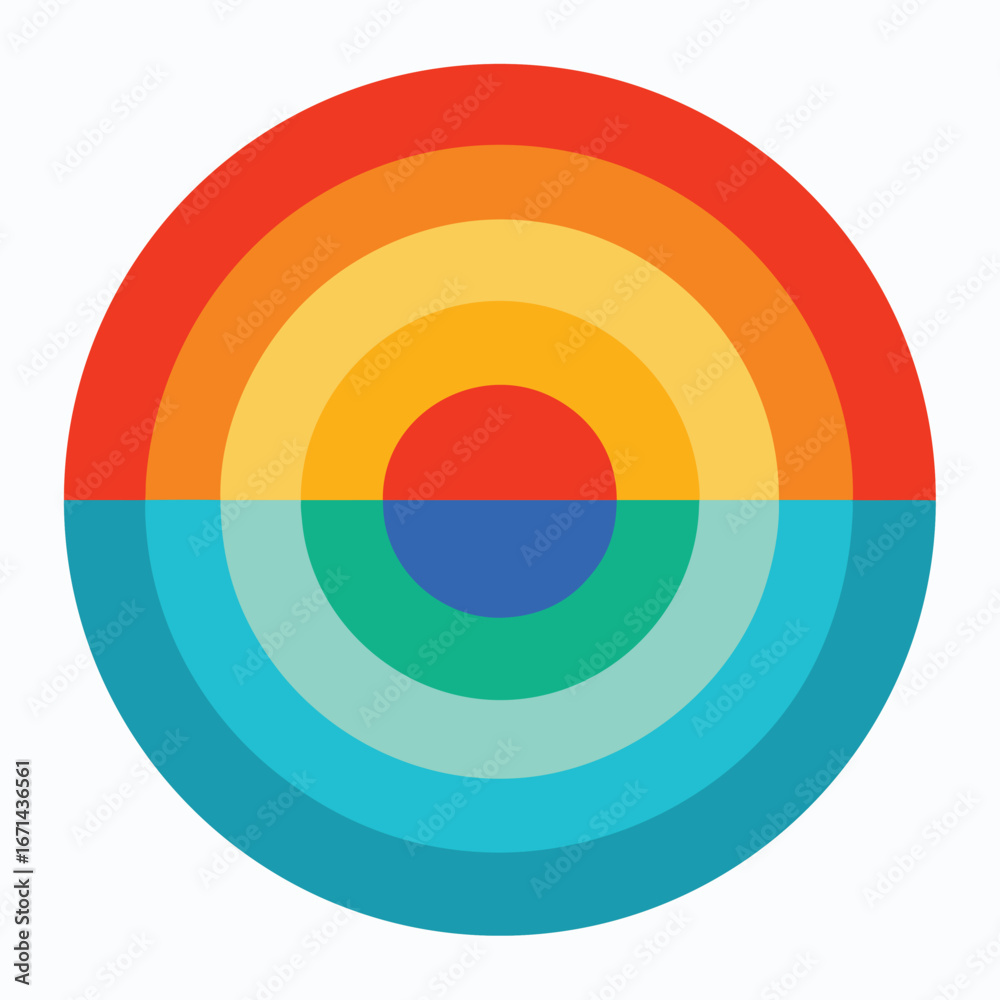 Obraz premium Minimal circle pattern rainbow vector background with abstract colorful circular shapes