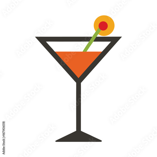 Martini cocktail glass vector icon illustration isolated on white background bar drink