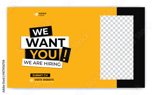 We are hiring recruitment open job vacancy design vector social media banner template or web banner layout .