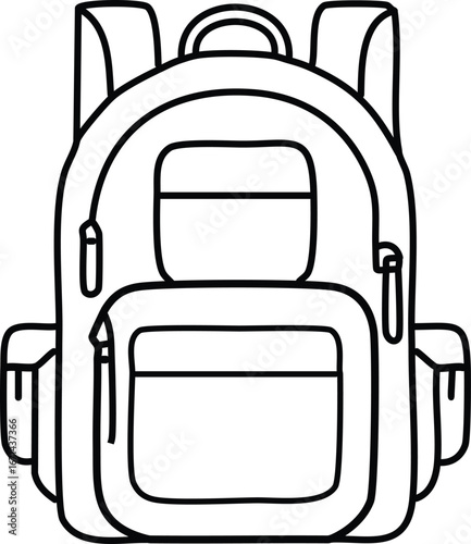 Camping backpack outline. Travel tool 