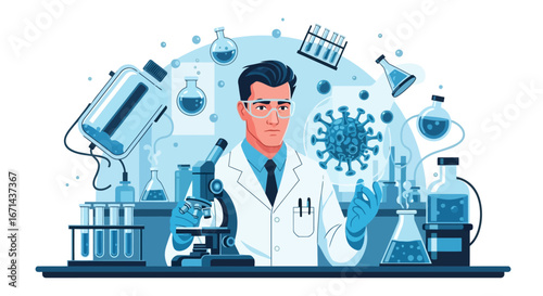Scientist discovers virus breakthrough amidst advanced lab research and analysis, saving lives