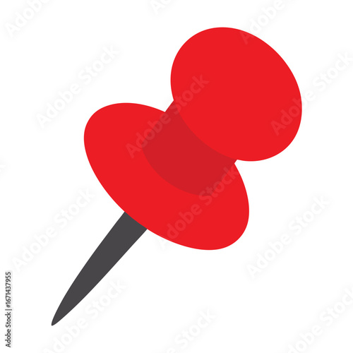 Red Push Pin Isolated On White Background Vector Design