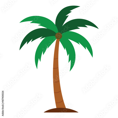 Single Palm Tree Vector Illustration On White Background