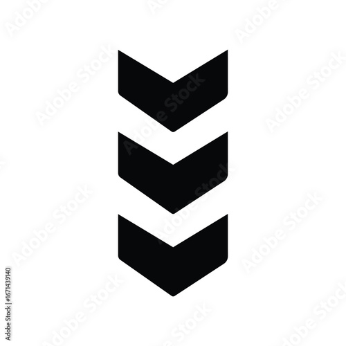 down chevron arrows icon set. Swipe arrow icon. Vector illustration