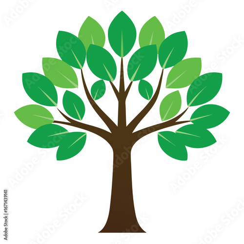 Stylized Vector Tree With Green Leafs Nature Element Design