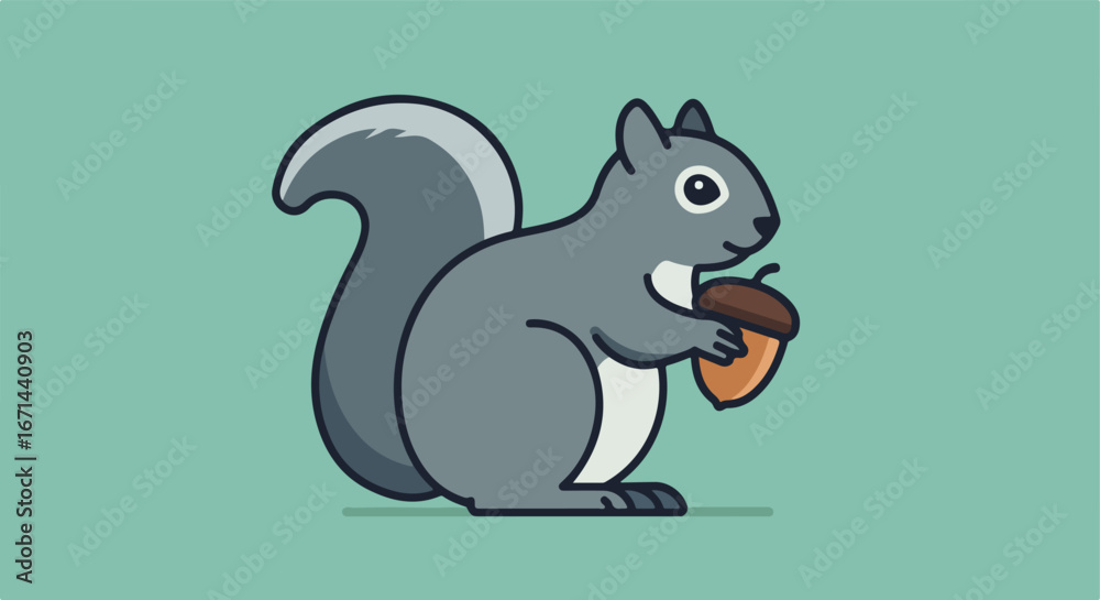 Obraz premium Cartoon squirrel, acorn