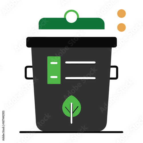 Smart compost bin tracking waste with connected recycling technology eco vector illustration