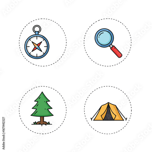 Camping icons set
