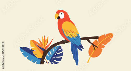 Colorful parrot on branch