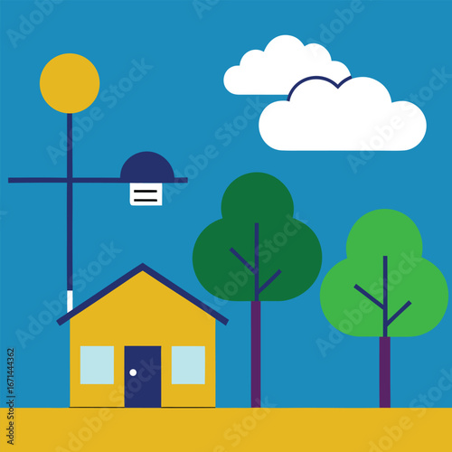 Connected weather station with iot monitoring digital climate technology vector illustration