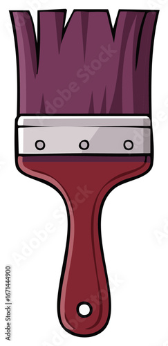 Illustrative painting brush with plum bristles and handle for artistic creations
