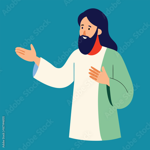 Jesus teaching about the good shepherd parable biblical Christian religious artwork