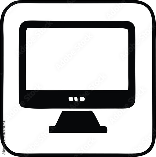 Classic computer monitor icon symbol digital display screen technology gadget interface electronic device technology