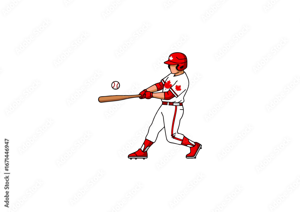 Fototapeta premium icon of a Canadian playing baseball