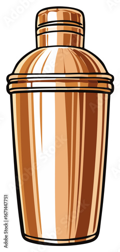 Stylish copper cocktail shaker illustration for mixology and bartending