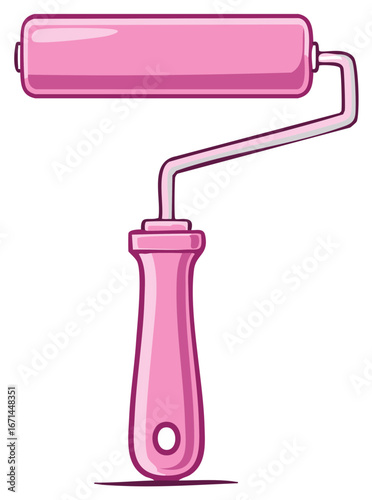 Stylish pink paint roller vector art for painting renovation and interior design projects