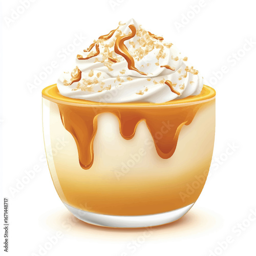 a caramel pudding topped whip cream