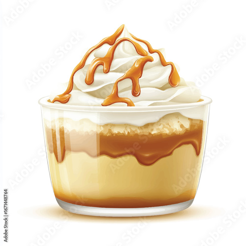 a caramel pudding topped whip cream