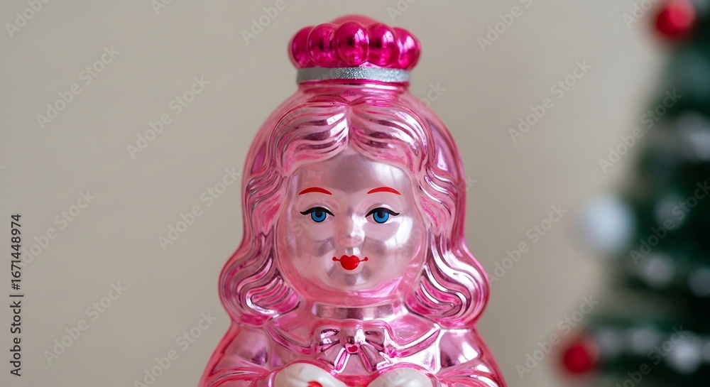 Fototapeta premium Pink Christmas Ornament Girl Figurine.