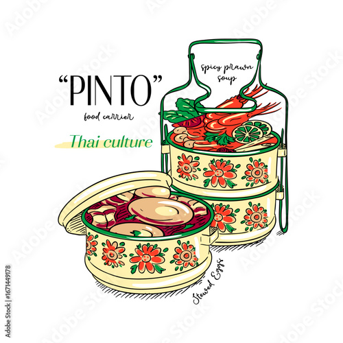 Pinto Thai Lunchbox with Tom Yum Soup and Stewed Eggs