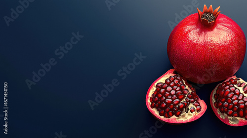 red pomegranate fruit placed on isolated background