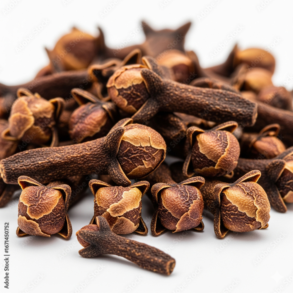 Obraz premium Dried Cloves Spice on White Background