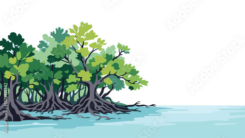 Green forest landscape illustration
