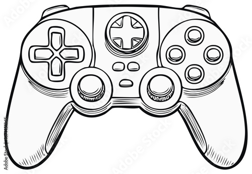 Black and white vector illustration of a game controller for web and mobile development