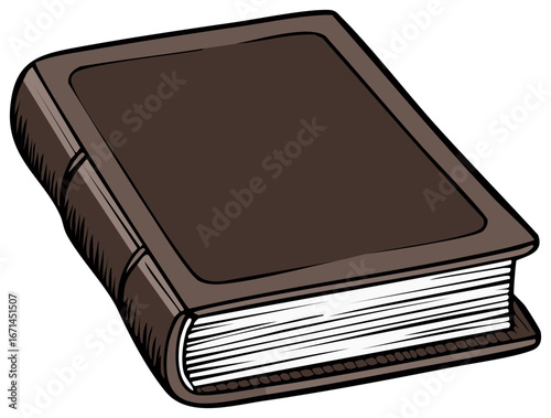 Brown book illustration with white pages and hardcover
