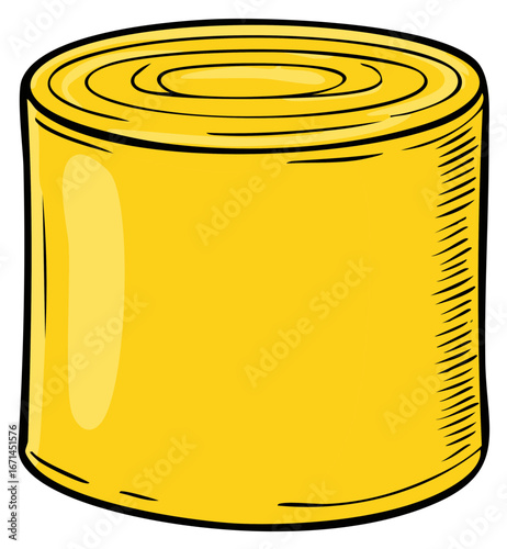 Yellow tin can illustration.