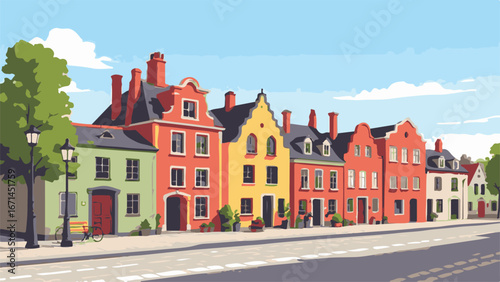 Old European town buildings