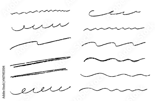 鉛筆で描いた手書き線　波線
