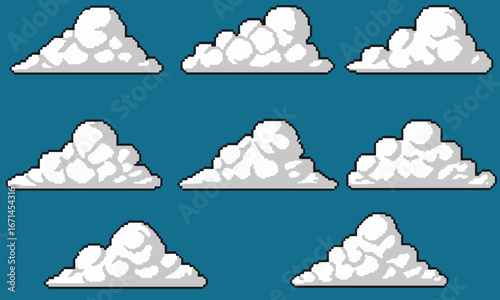 Pixel Art Cloud Pack : Various Weather Elements for Game Design Assets.