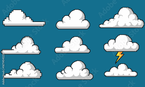 Pixel Art Cloud Pack : Various Weather Elements for Game Design Assets.